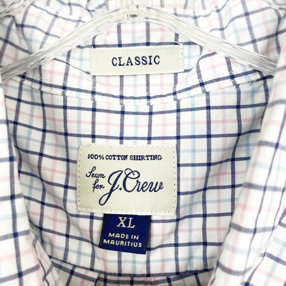 J. Crew Classic White Plaid Long Sleeve Button Down Sz XL - Picture 2 of 4